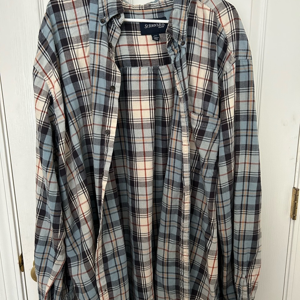 St. John's Bay Blue and White Casual Button Down Shirt